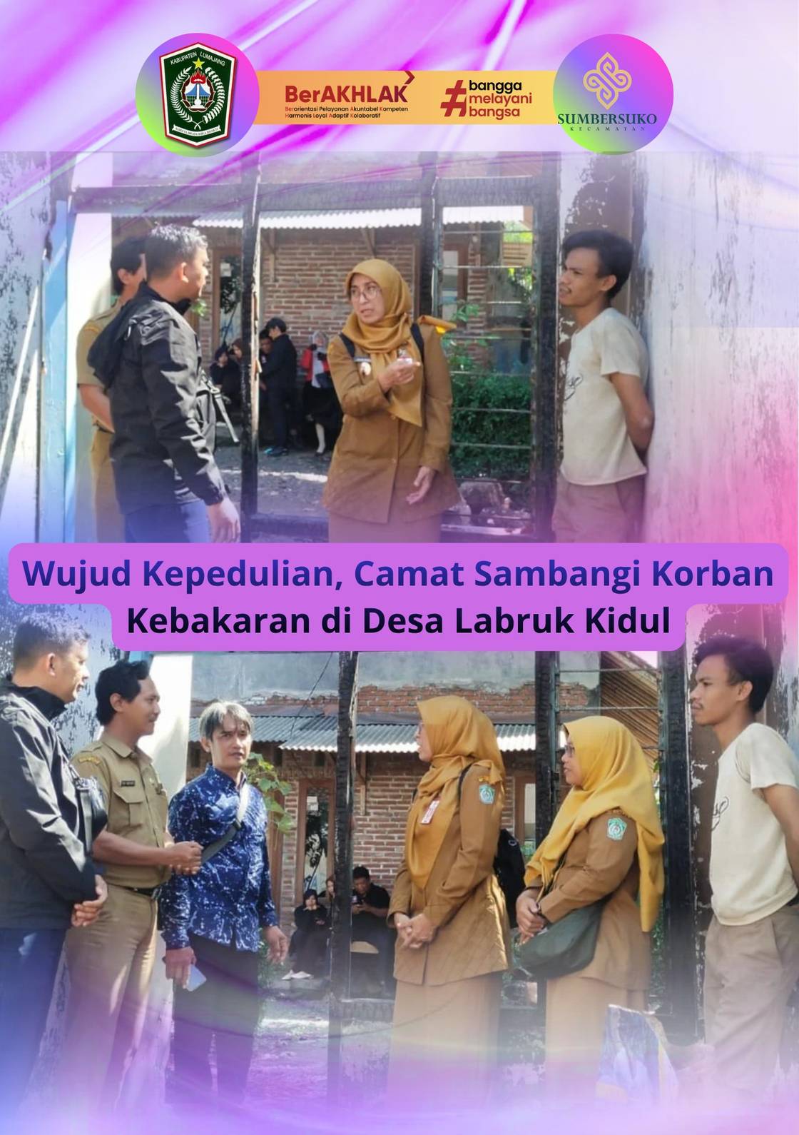 Wujud Kepedulian, Camat Sambangi Korban Kebakaran di Desa Labruk Kidul