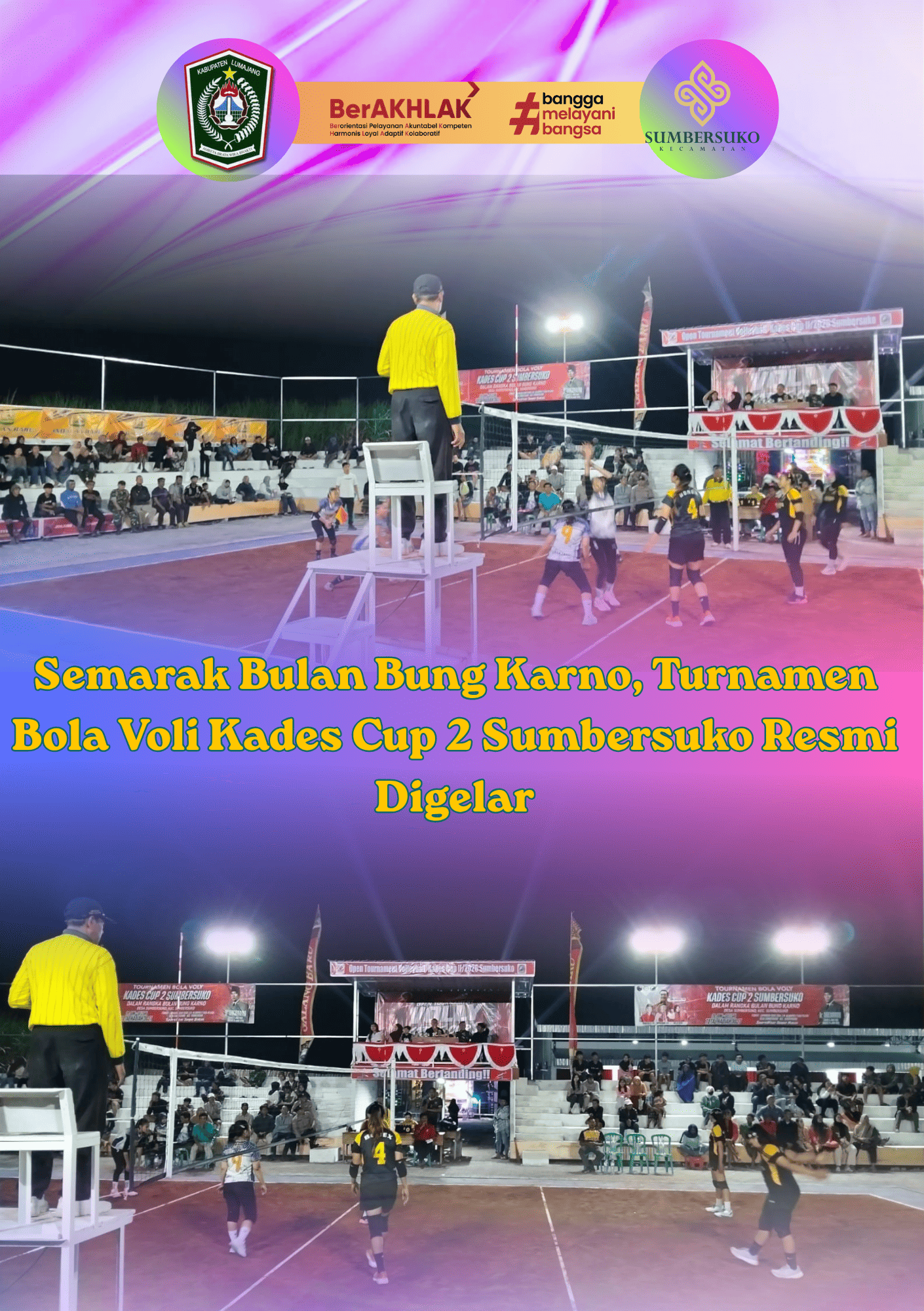 Semarak Bulan Bung Karno, Turnamen Bola Voli Kades Cup 2 Sumbersuko Resmi Digelar