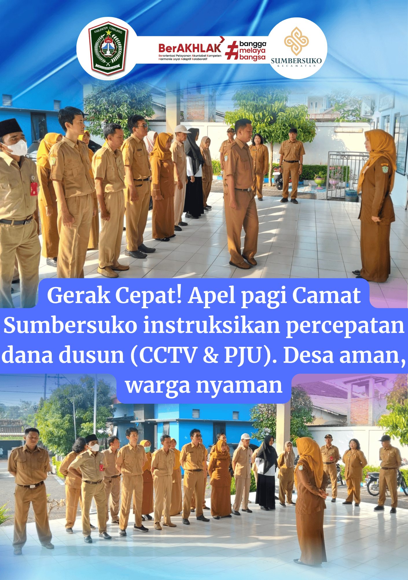 Camat Sumbersuko Pimpin Apel Pagi, Instruksikan Percepatan Dana Dusun untuk CCTV dan PJU
