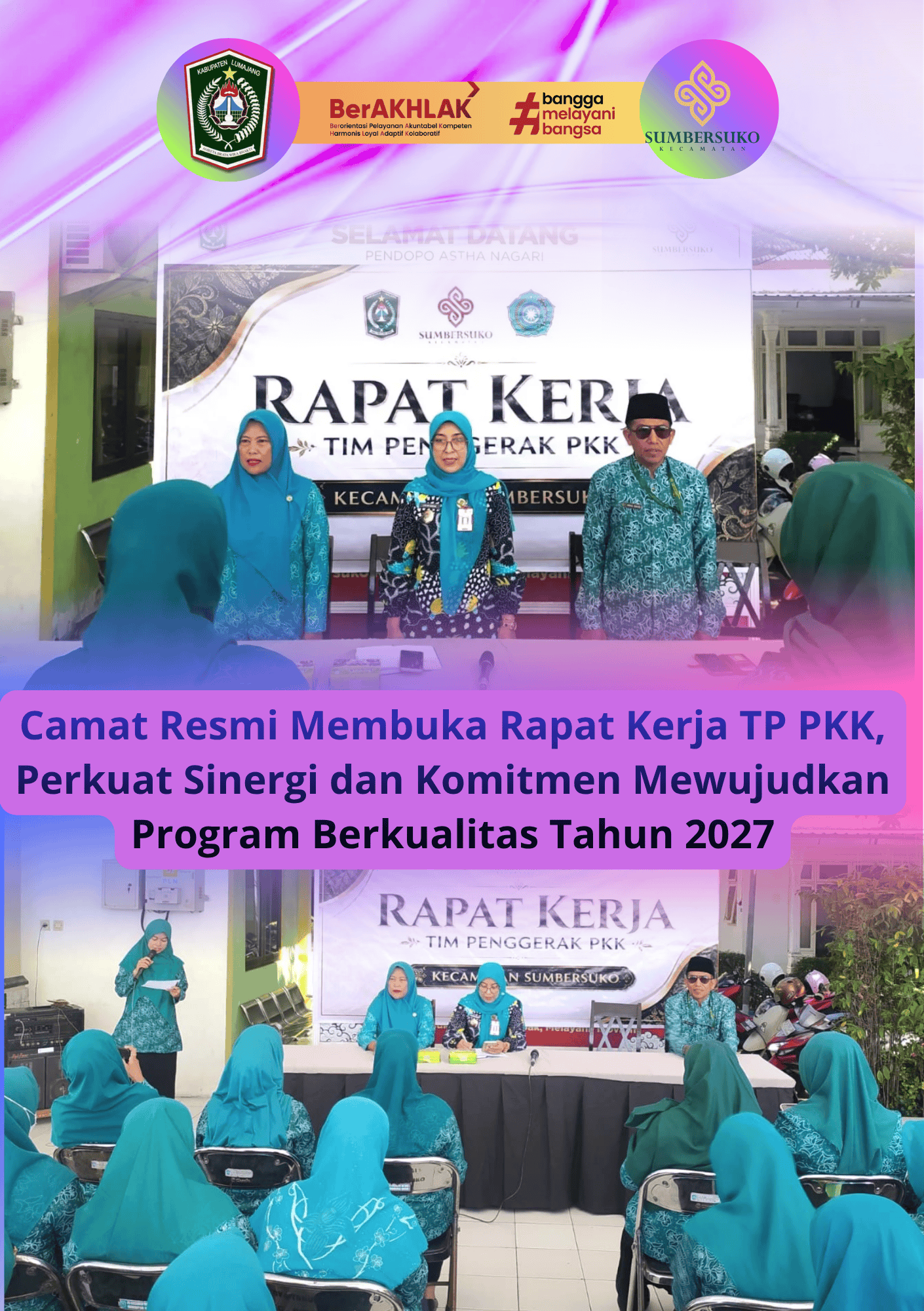 Camat Sumbersuko Resmi Membuka Rapat Kerja TP PKK Kecamatan Sumbersuko Tahun 2027