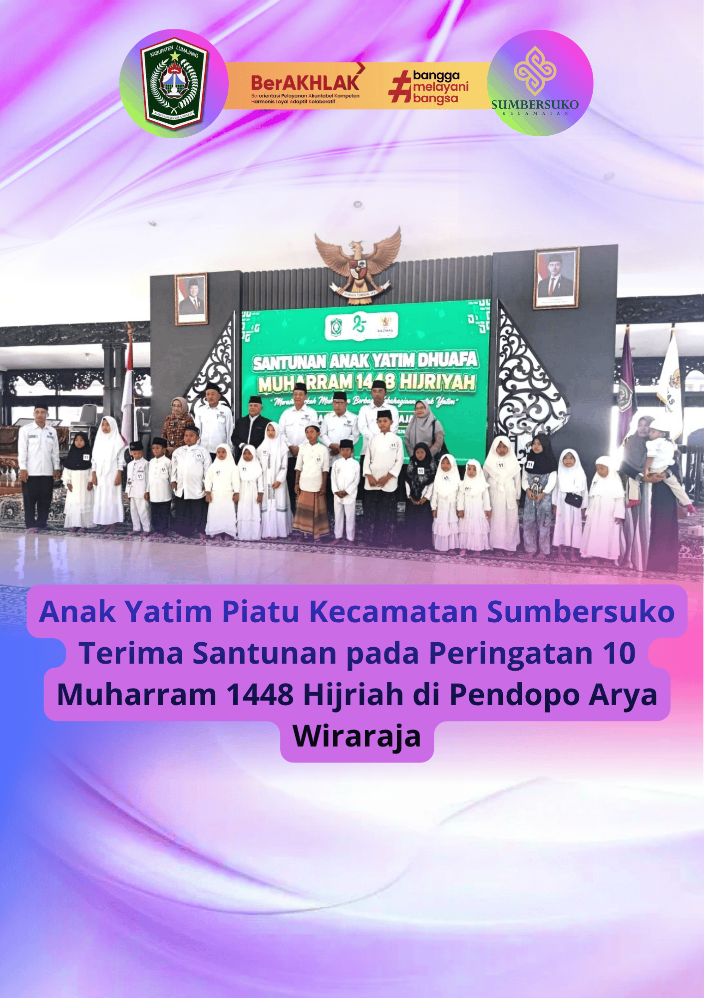 Kasi PMD Kecamatan Sumbersuko Dampingi Anak Yatim Piatu Terima Santunan di Pendopo Arya Wiraraja
