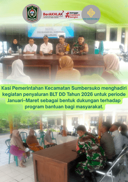 Kasi Pemerintahan Kecamatan Sumbersuko Hadiri Penyaluran BLT DD Tahun 2026 di Desa Mojosari
