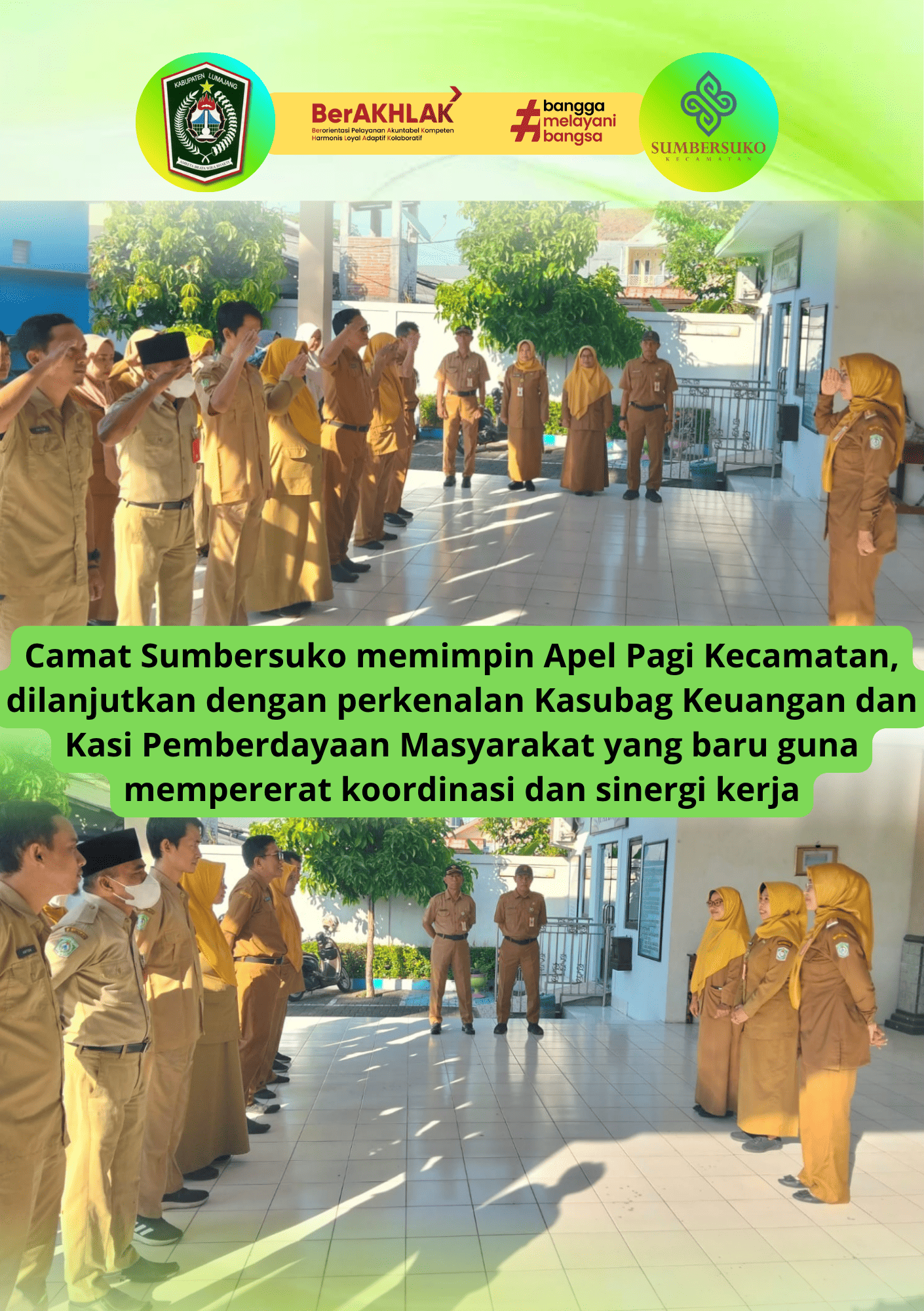 Camat Sumbersuko Tekankan Optimalisasi Kinerja dalam Apel Pagi Kecamatan