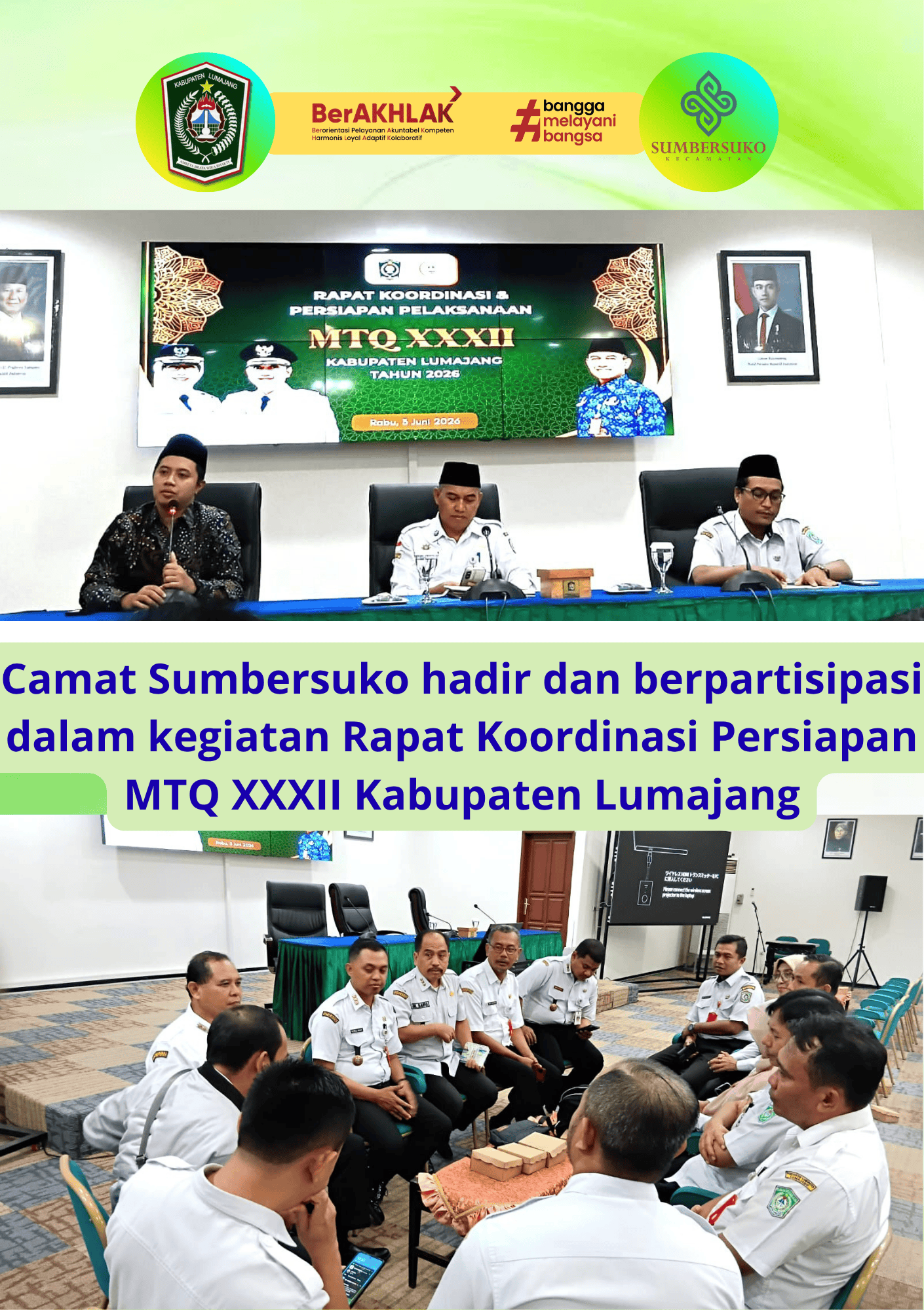 Camat Sumbersuko Hadiri Rapat Koordinasi Persiapan Musabaqah Tilawatil Qur'an (MTQ) XXXII Kabupaten 