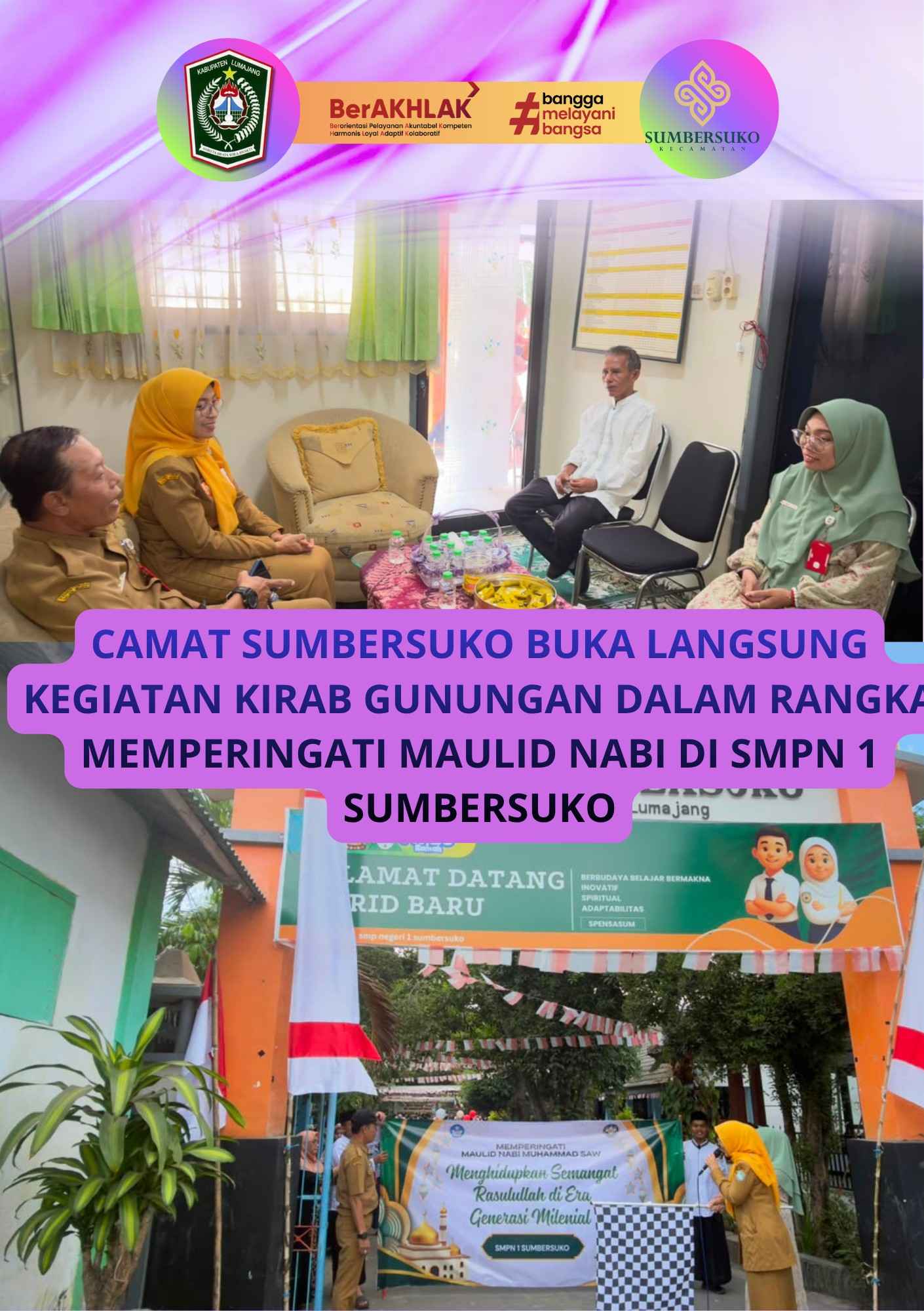 Camat Sumbersuko Buka Langsung Kirab Gunungan Peringatan Maulid Nabi di SMPN 1 Sumbersuko