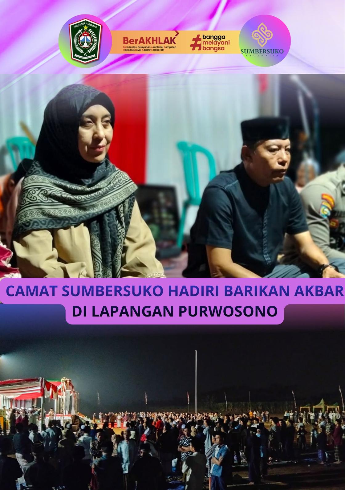 Semarak Kemerdekaan, Camat Sumbersuko Hadiri Barikan Akbar di Lapangan Purwosono